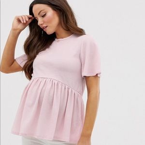 Light pink maternity peplum tee